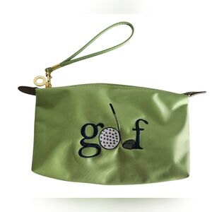NWOT BEST OF EVERYTHING Green Nylon Embroidered "Golf" Pouch